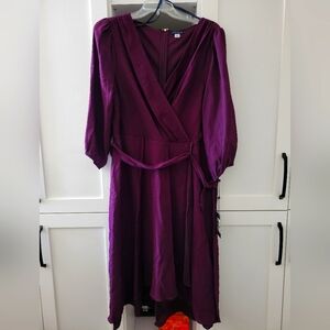NWT Tommy Hilfiger Sz. 14 Elegant Plum Purple Wrap Dress